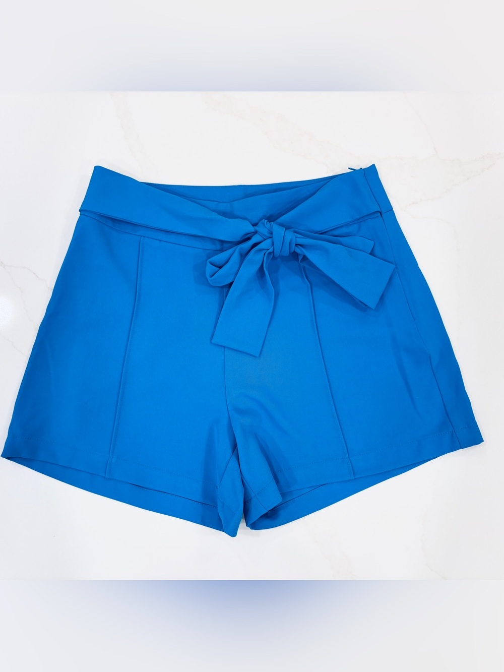 Ellison Cobalt Blue High-Waist Tie-Front Shorts